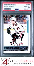 2018 UPPER DECK #489 DYLAN SIKURA RC YOUNG GUNS BLACKHAWKS PSA 10