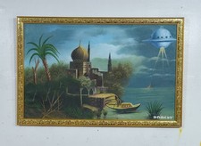 BANKSY GEMÄLDE "UFO ENTFÜHRUNG" ÖL AUF LEINWAND MIT RAHMEN GUTER ZUSTAND