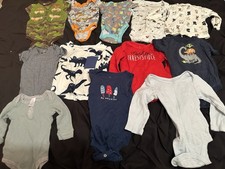 Baby Boy Mixed Clothing Lot 0-3 Months Bodysuits Dino Multicolor Cotton