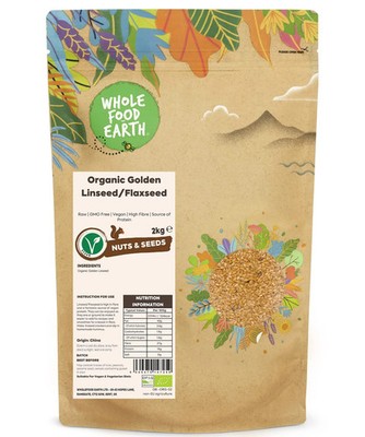 Vollwertkost Erde Bio Golden Leinsamen/Leinsamen ? 2 kg | Roh | Gentechnikfrei | Vegan