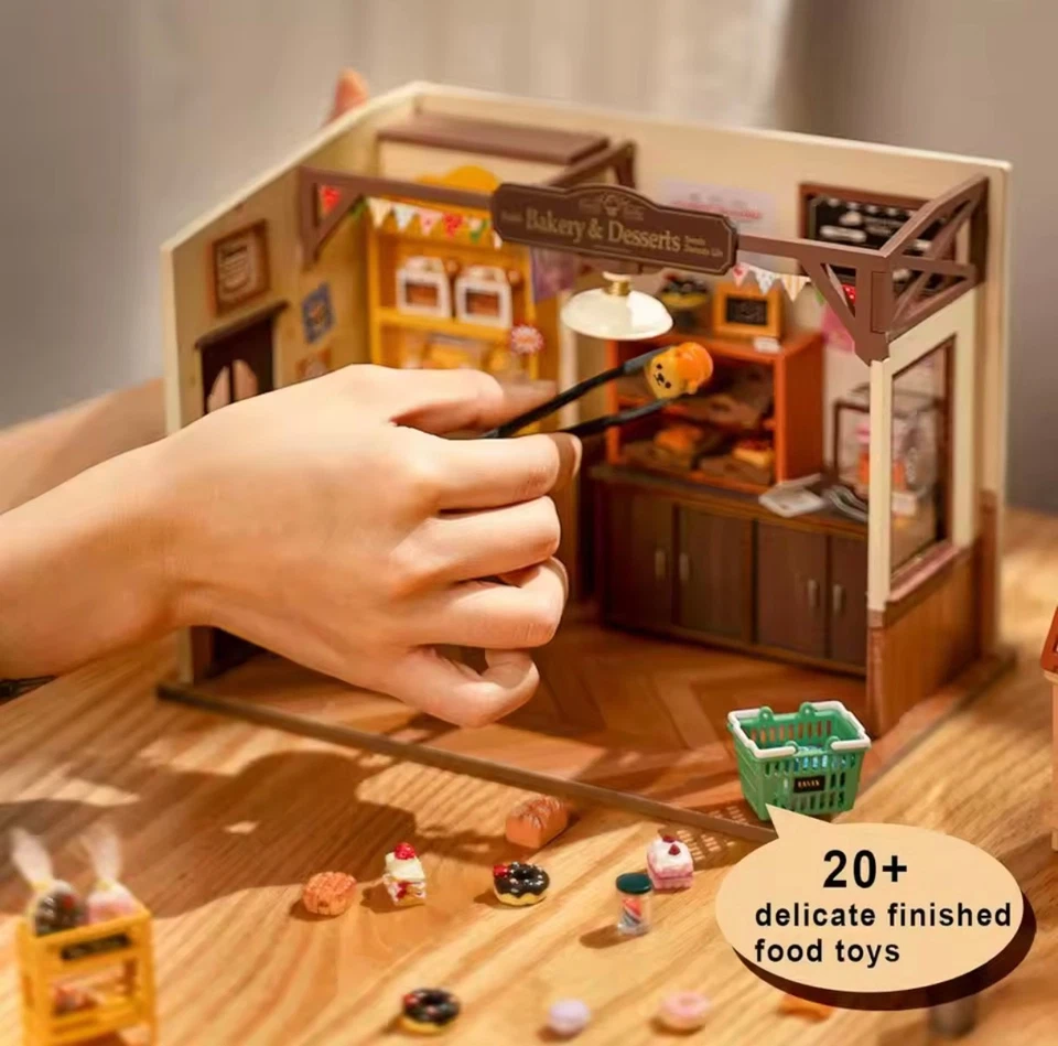 Robotime Rolife Becka's Baking House 3D Puzzle DIY Miniature Dollhouse Kit... - Immagine 3 di 4