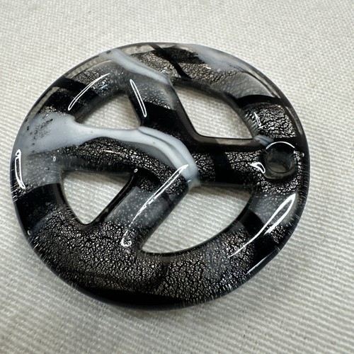 Peace Zeichen Glas Anhänger für Halskette Modeschmuck Hippie Artsy schwarz Wirbel - Bild 3 von 3