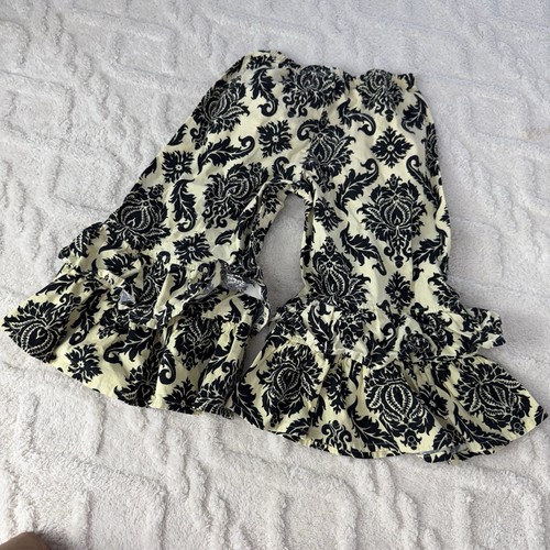 Persnickety Paisley Ruffle Hems Pants Girls Size 5 Years Old Casual Pullon Cottn - Picture 3 of 11