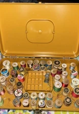 Vintage Wilson Wil-Hold Sewing Box Filled with Notions Needles, Thread, Buttons