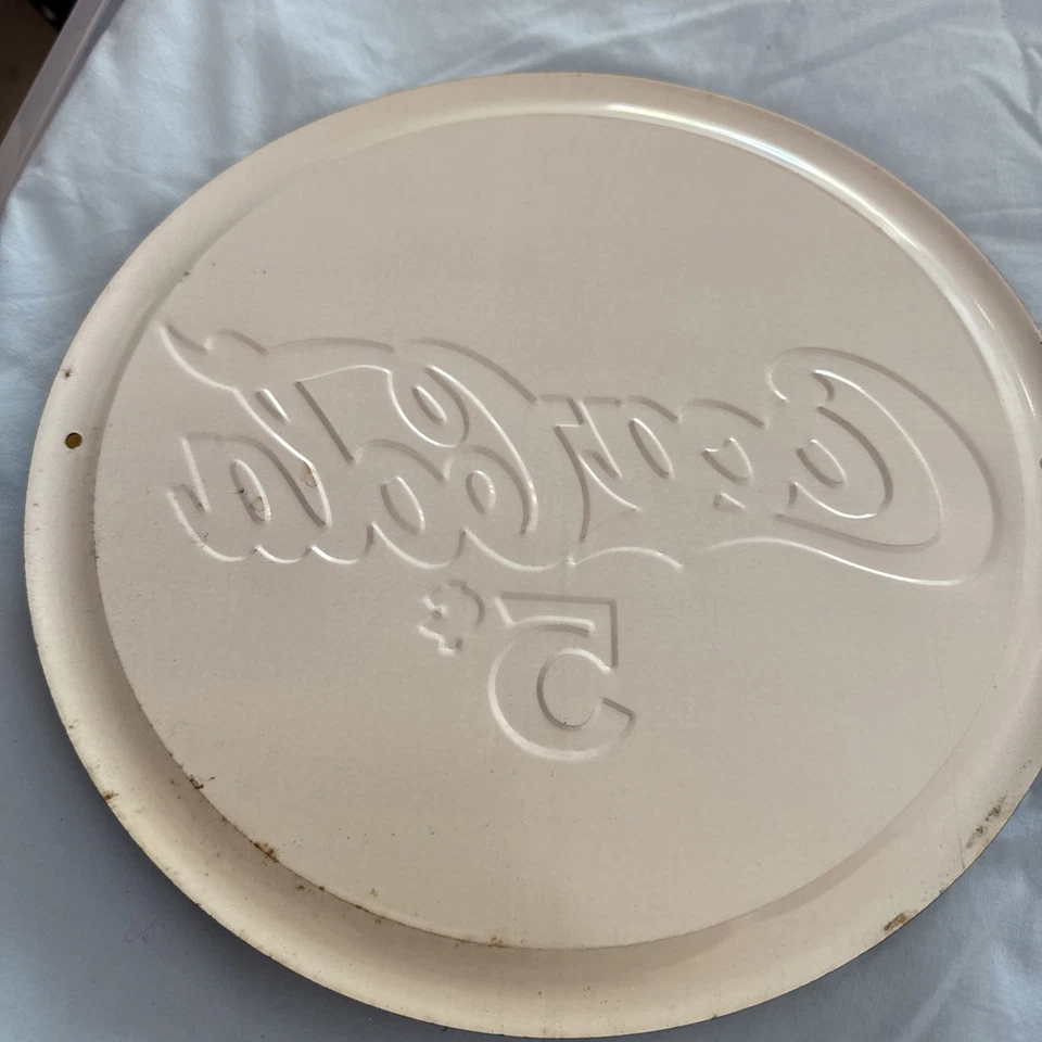 Metal Flat Coca- Cola Sign, 12” Round, Yellow, Black, Red & White - Image 2 of 4