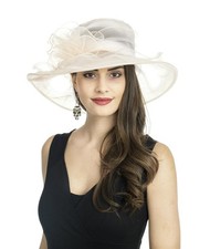 Women's Organza Church Fascinator Bridal Tea Party Wedding Hat SZ-Beige