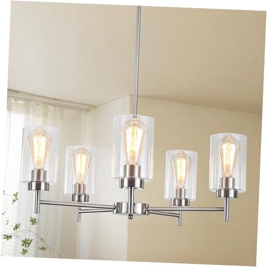 5-Light Brushed Nickel Chandelier for Dining Room Lighting  