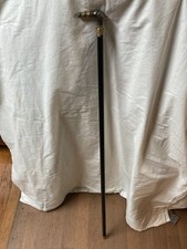 Antique Silver and Gold Wooden Walking Cane Stick