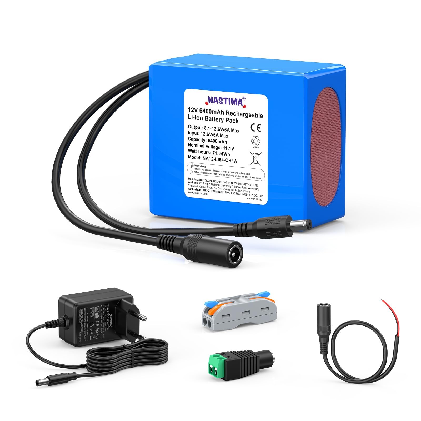 NASTIMA Batteria 12V 6400mAh Ricaricabile | Ideale per Tastiere e Monitor