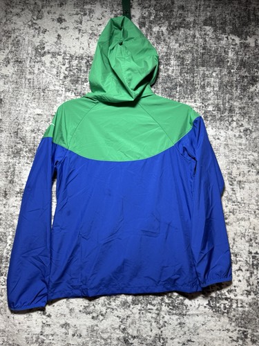 NIKE Boys Large Loose Fit Packable Windbreaker Jacket Swoosh Green Royal White - Picture 13 of 20