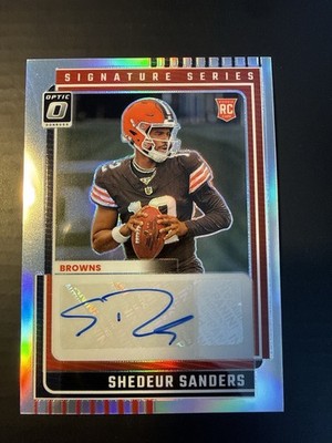 2025 Donruss Optic Shedeur Sanders RC Auto Signature Series Silver Holo Browns