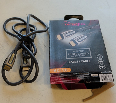 Rocketfish High Speed HDMI Cable w/ Ethernet, 6 ft Black/Gray, Male to Male