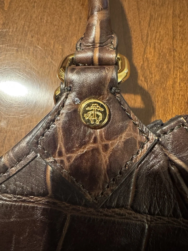 Brooks Brothers 真皮钱包棕色鳄鱼皮单肩包复古 — 第 2/4 张图片