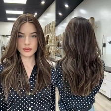 Balayage Dark Brown with Blonde Highlights 10...