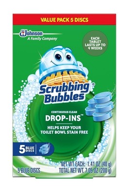 Scrubbing Bubbles Continuous Clean Toilet Drop-Ins, Automatic Blue Toilet Bowl C