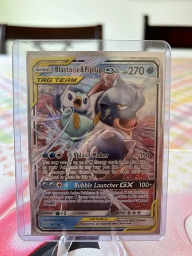 Pokémon TCG Blastoise & Piplup GX Tag Team Cosmic Eclipse 38/236 NM Condition