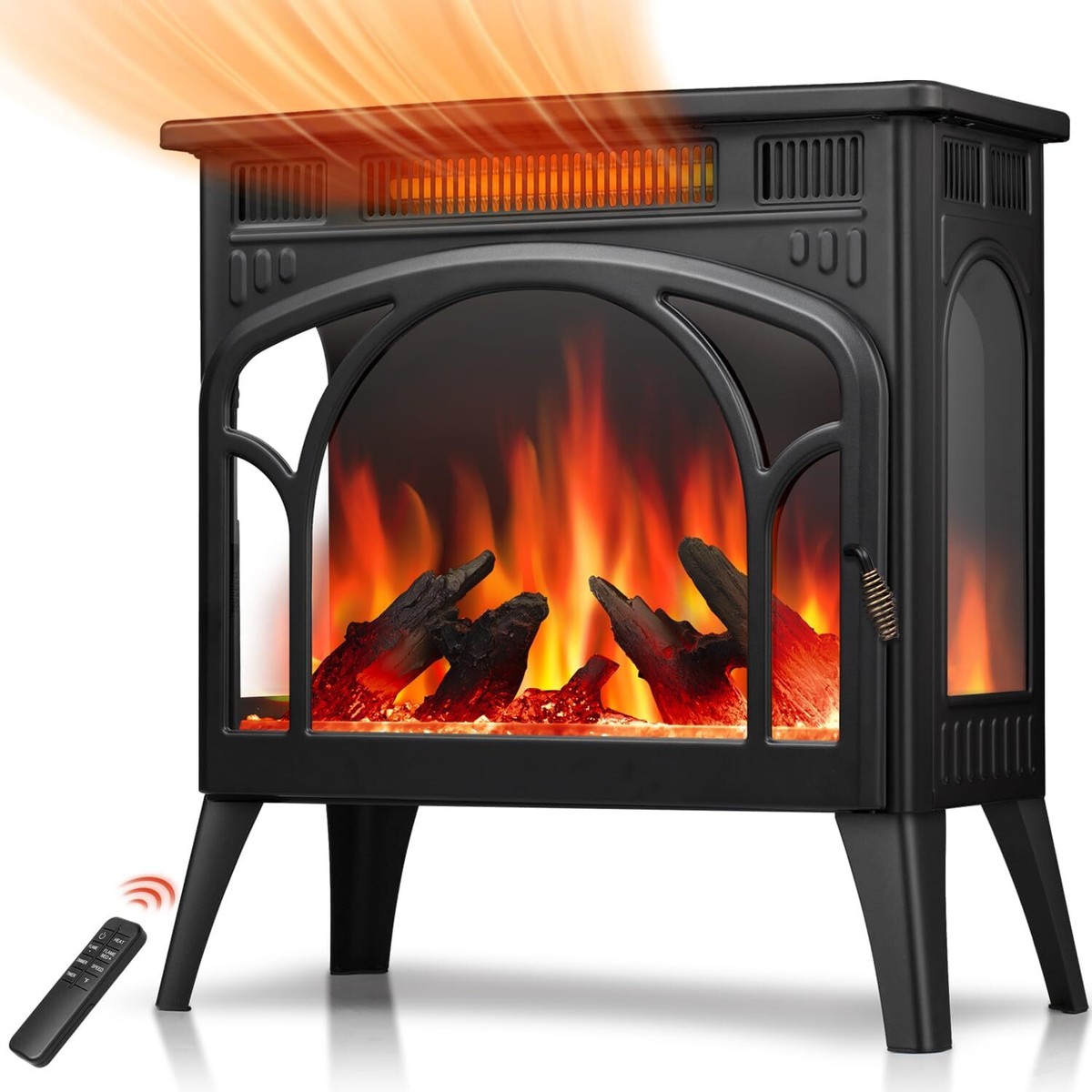 Electric Fireplace Heater,24u0026#034; Freestanding Infrared Stove,Remote  Control,Black | eBay