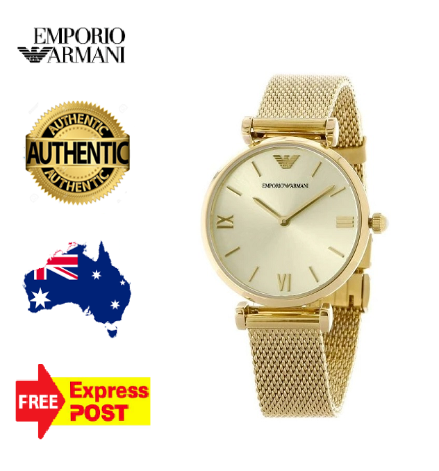 Emporio Armani AR1957 Womens Gold Dial Analog Quartz Watch for