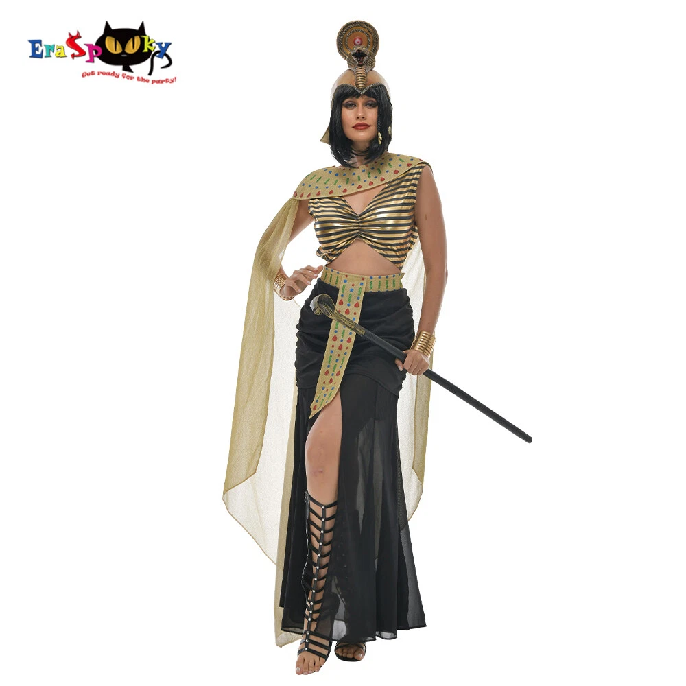 Halloween Women Deluxe Cleopatra Queen Dress Egyptian Goddess Costume US