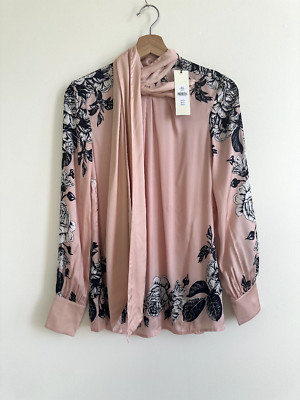 TOPSHOP Reverse Bow Neck Blouse size 2 luxury collection in rose $110