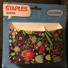 NEW STAPLES BLUE FLORAL 🌸🌺 MAGNETIC LOCKER BIN SCHOOL COLLEGE FRIDGE OFFICE