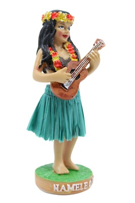 Hawaiian Hula Lady w/ Ukulele Mini Dashboard Doll - Na Mele, 4'' Doll for Car