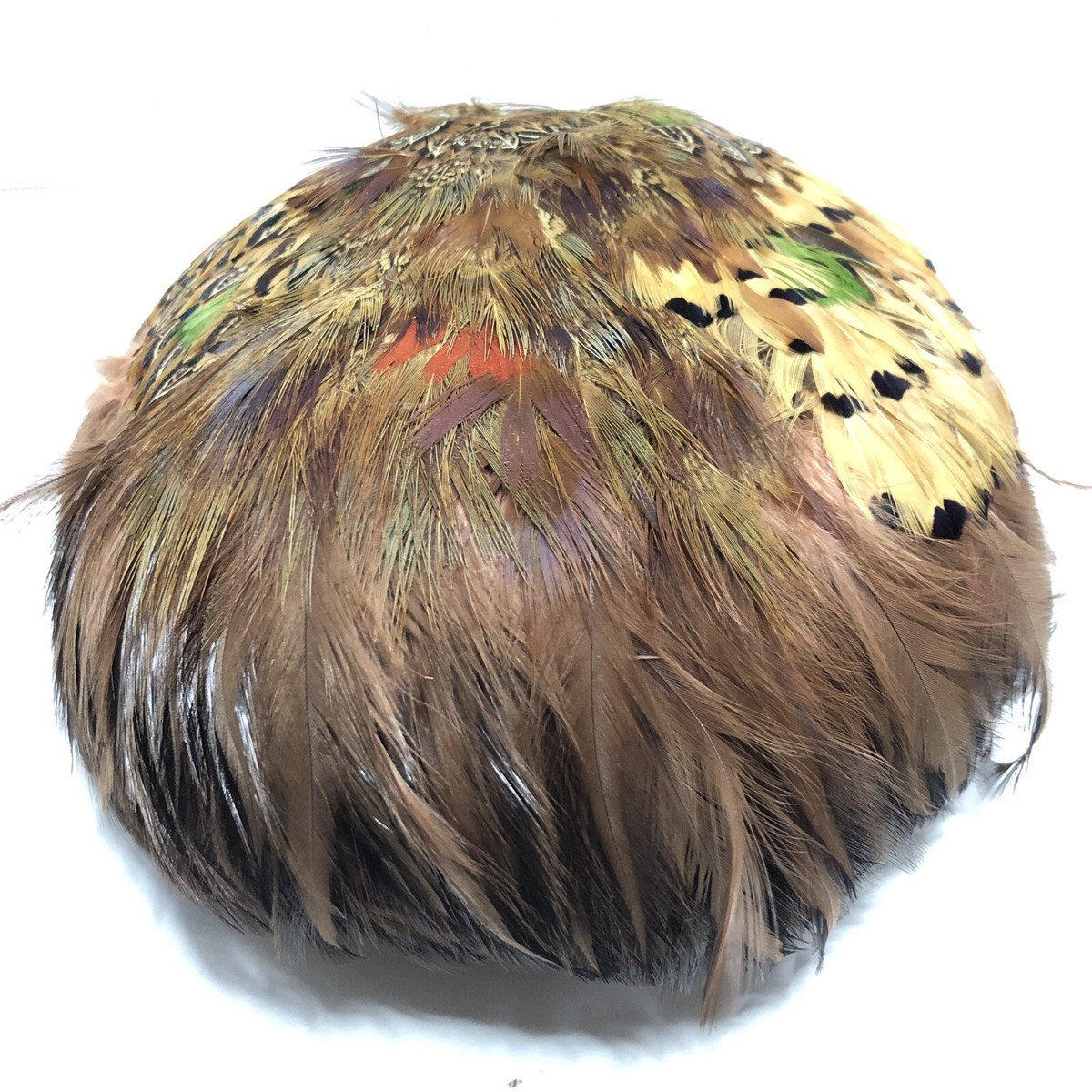 Vintage 1930s-40s Pheasant Feather Hat Skull Cap Flapper  display picture 1