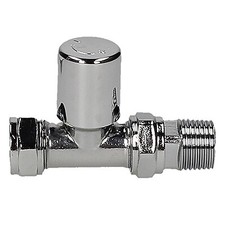Pair (Set) Heritage Chrome Straight Towel Rail Wheel Head Valve Modern 15mm