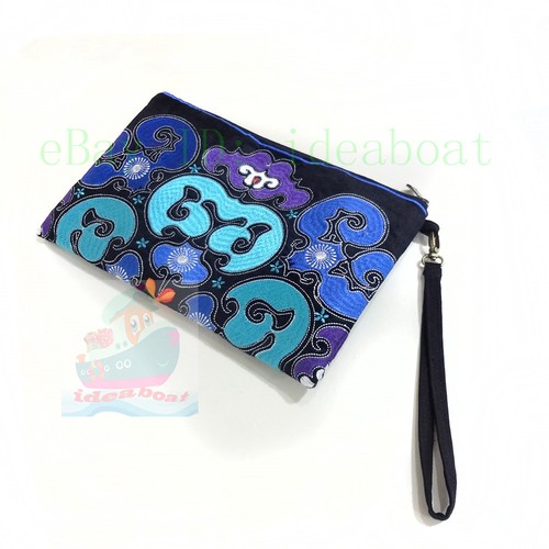 China multi-color Blossoming Hmong Embroidery Lady Clutch Handbag Wristlet Purse - Picture 34 of 61