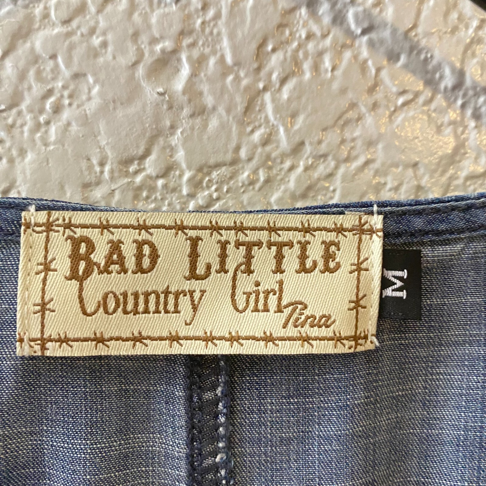 Bad Little Country Girl Tina Womens Blue Open Front Ruffle Denim