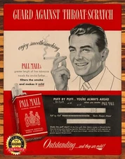 Pall Mall - Cigarettes - 1950s - Restored - Metal Sign 11 x 14