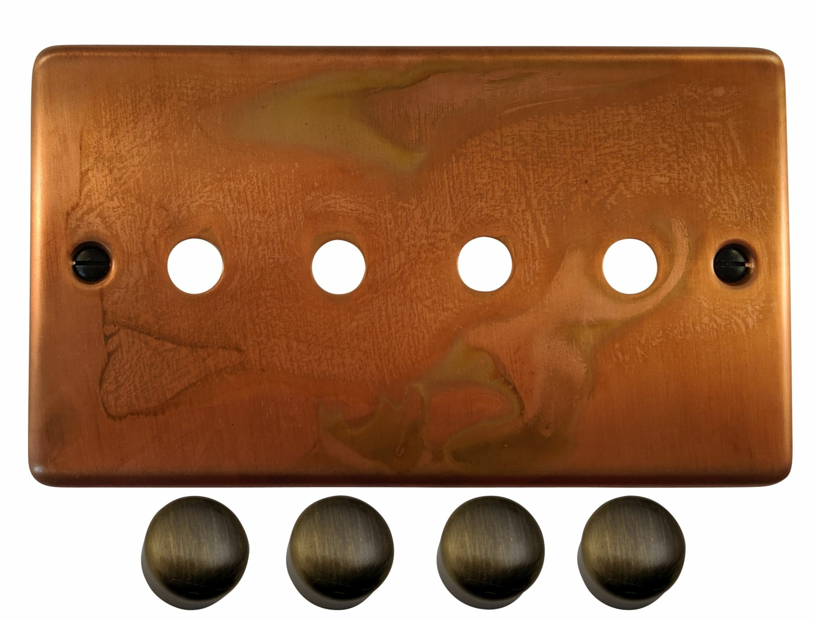 G&H CTC14-PK Tarnished Copper 4 Gang Dimmer Plate Only inc Dimmer Knobs