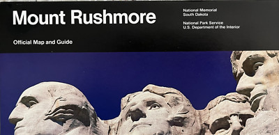 Vintage 1990 MOUNT RUSHMORE - SD   NATIONAL PARK SERVICE UNIGRID BROCHURE  Map
