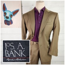 Jos A Bank Mens Signature Collection Suit Beige 100 Wool Size 40R