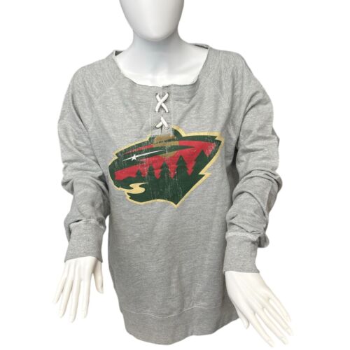 Minnesota Wild Sweatshirt Jersey Women’s Hockey Medium NHL gray with big logo