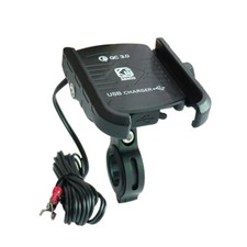 Black Motorcycle Phone Holder Mount USB Charger Fit For Yamaha Road V Star