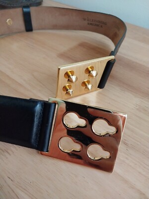 W. Kleinberg America Womens Brown Leather Studded Buckle Belt Size‎ S Women main image 4