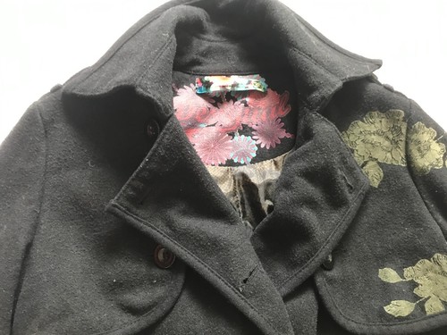 DESIGUAL WOMEN'S WINTER DECORATED COAT BLACK WOOL BLEND SIZE 36 EU - Picture 9 of 14