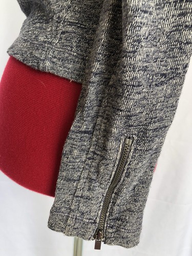 Gap Moto Jacket Womens XS Soft Blue Gray French Terry Asymmetric Zip Cropped-272 - Picture 6 of 13