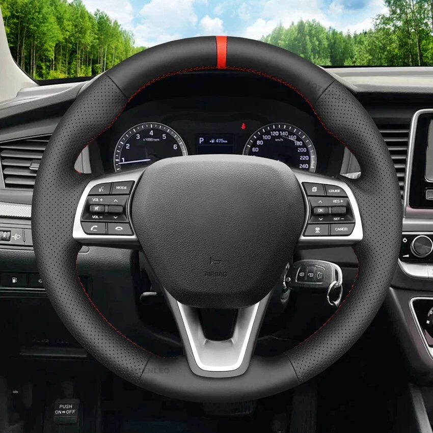 Faux Leather Steering Wheel Cover for Hyundai Sonata VII(LF) 2017-2018 - Image 4 of 4