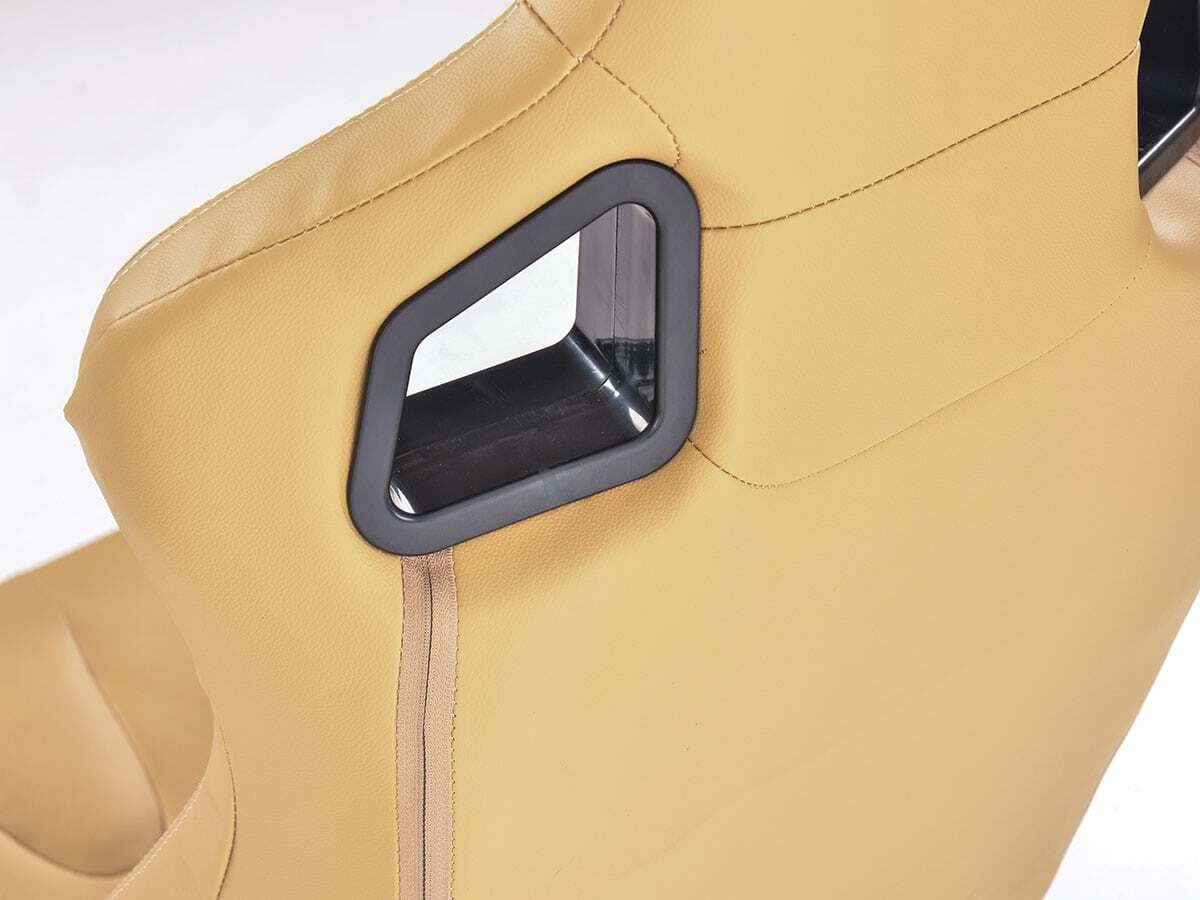 Wingback Car Sports Seats Half Bucket Stuttgart Beige Faux Leather Fits