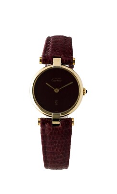 Must De Cartier Vendôme Burgundy Dial 24mm Watch With Original
