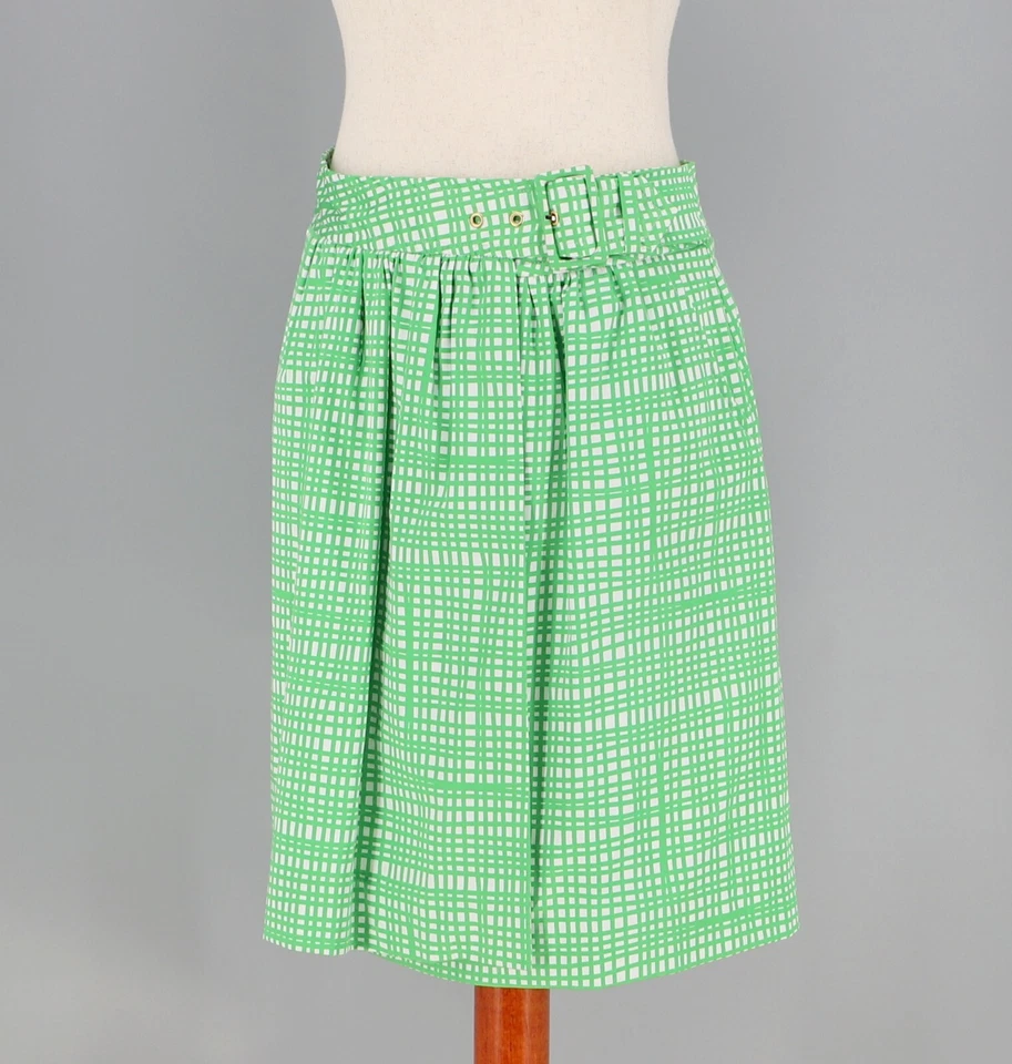 NUEVO CON ETIQUETAS FALDA ELIZABETH MCKAY Lizzie en verde caña plisada línea A cuadros talla 6 Foto 2 de 4