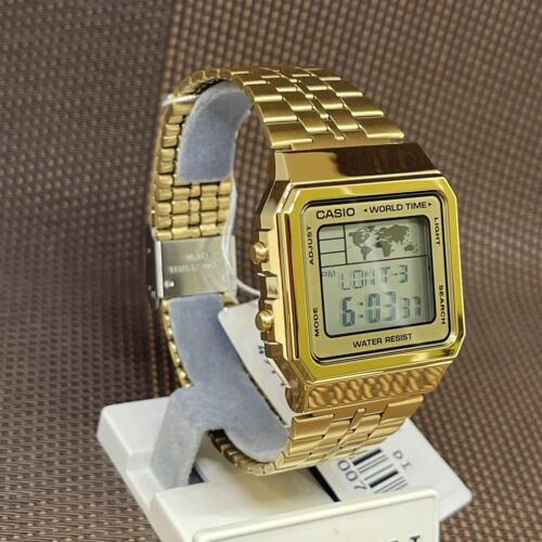 Casio A500WGA-9D Vintage Series Gold Tone Stainless Steel Bracelet Digital Watch - Picture 3 of 12