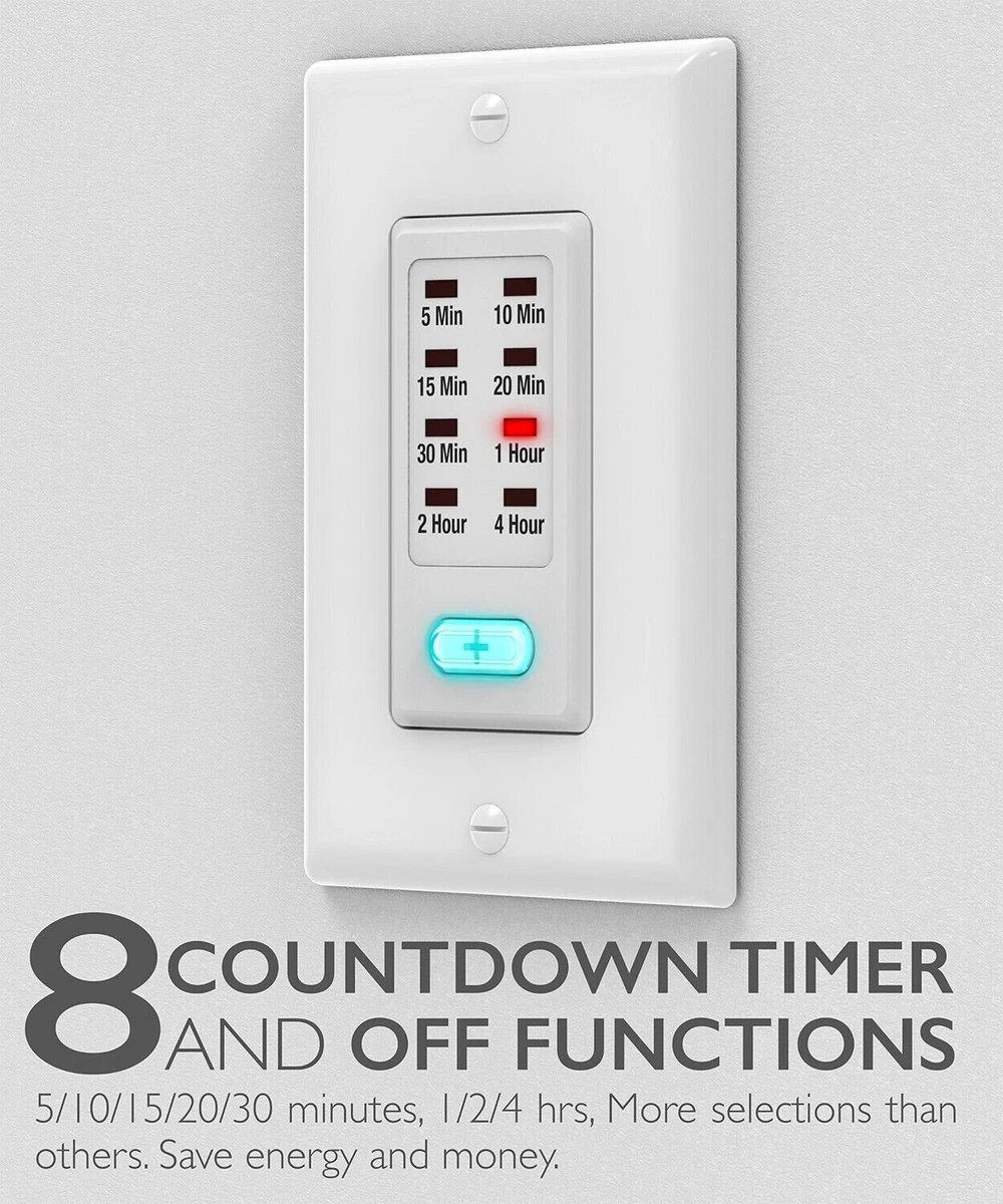 2x In Wall Switch Gang Countdown Programmable Timer Auto Bathroom Fan LED  Light 879561261720 | eBay