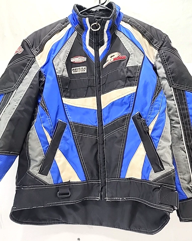 Jaqueta de Snowmobile Castle Racing CR2 Masculina Zíper Completo Tamanho Pequeno Preta e Azul - Imagem 2 de 4