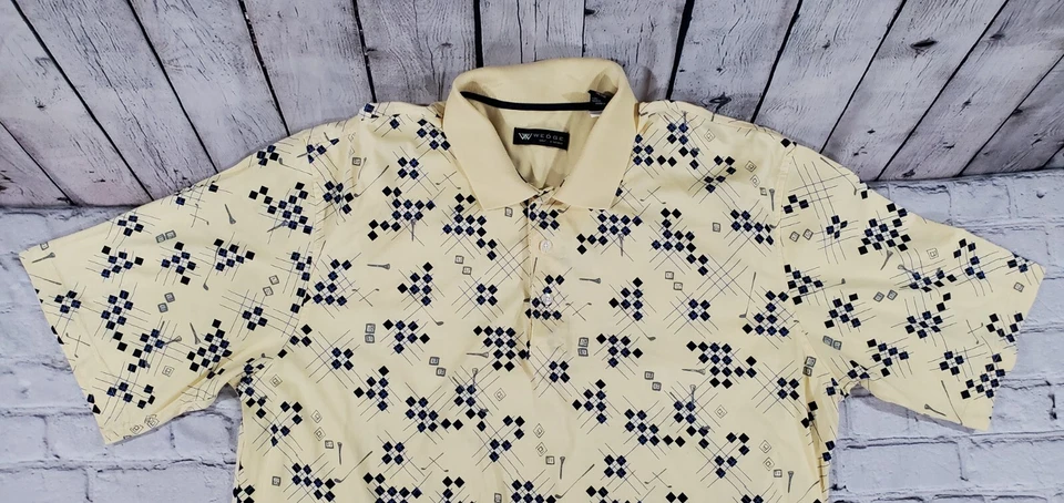 Camisa Polo Vintage Cuña Golf Amarillo Azul Diseño Club PARA HOMBRES TALLA XXL Foto 3 de 4