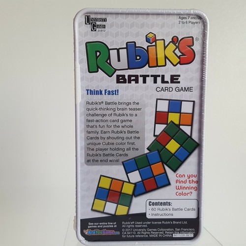 Rubik's Battle Card Game Tin Case 2-6 Players University Games 60 Battle Cards - Picture 2 of 11