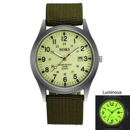2025 Men's Military-Army Mens Date Canvas Strap Analog Quartz Sport Wrist-Watch - Picture 9 of 9