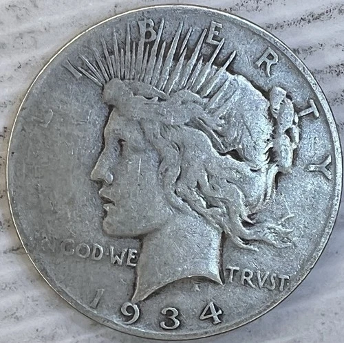 1934S Silver Peace Dollar Uncertified Fine Circulated Condition
